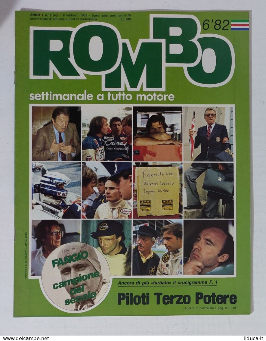 58994 ROMBO 1982 - A. 2 N. 6 - Piloti Terzo Potere; Fangio; Maserati - Engines