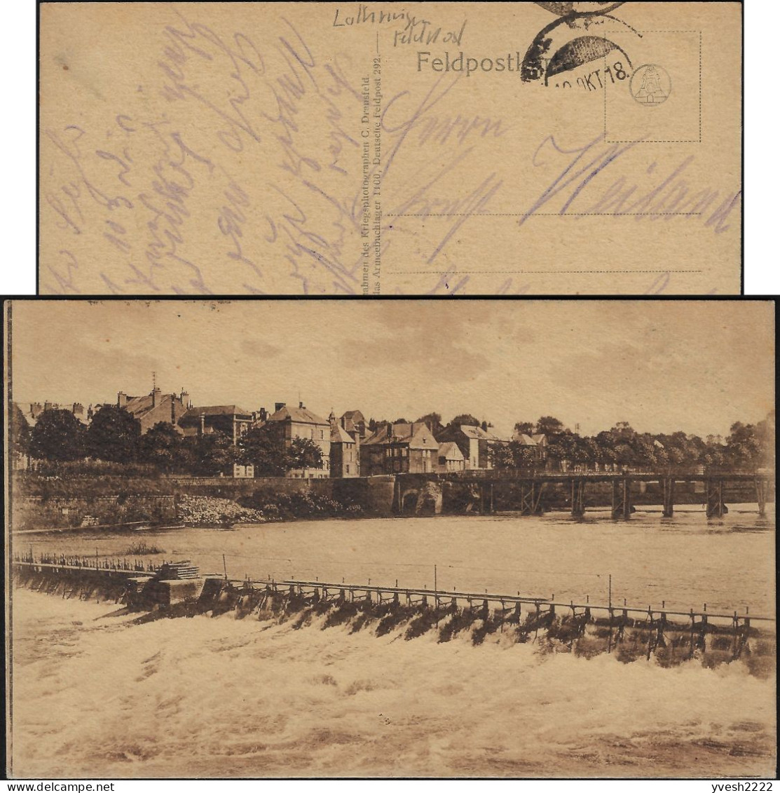 Allemagne / France 1918. Carte De Franchise Militaire. Barrage électrique Sur La Meuse à Mézières - Water