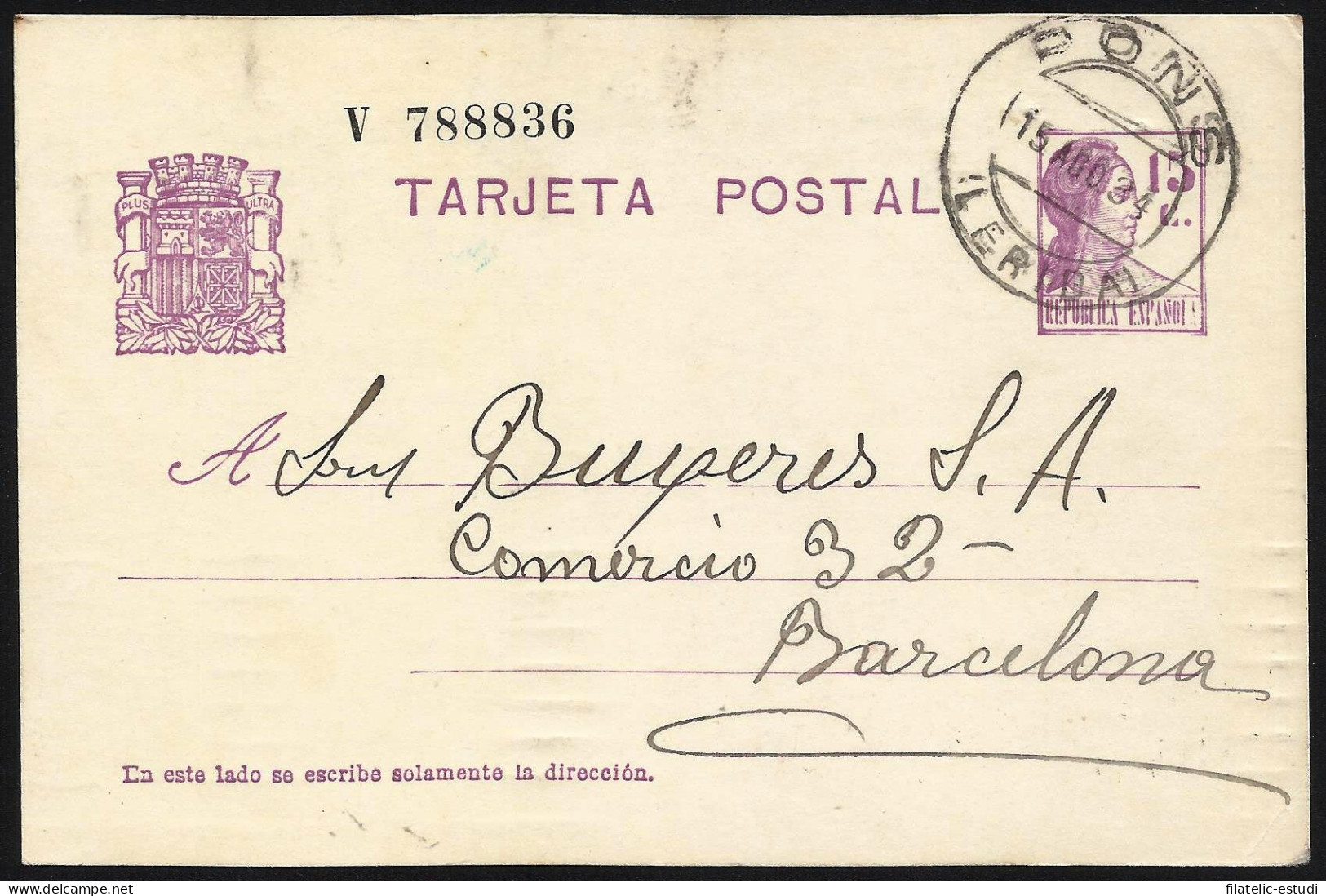 España Spain Entero Postal 69 Matrona 1934 Pons - Other & Unclassified