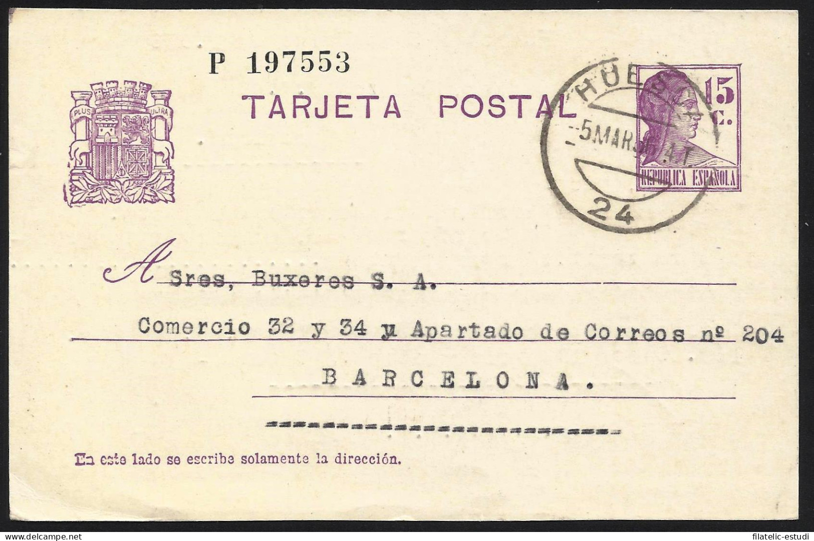 España Spain Entero Postal 69 Matrona 1936 Huesca - Sonstige & Ohne Zuordnung