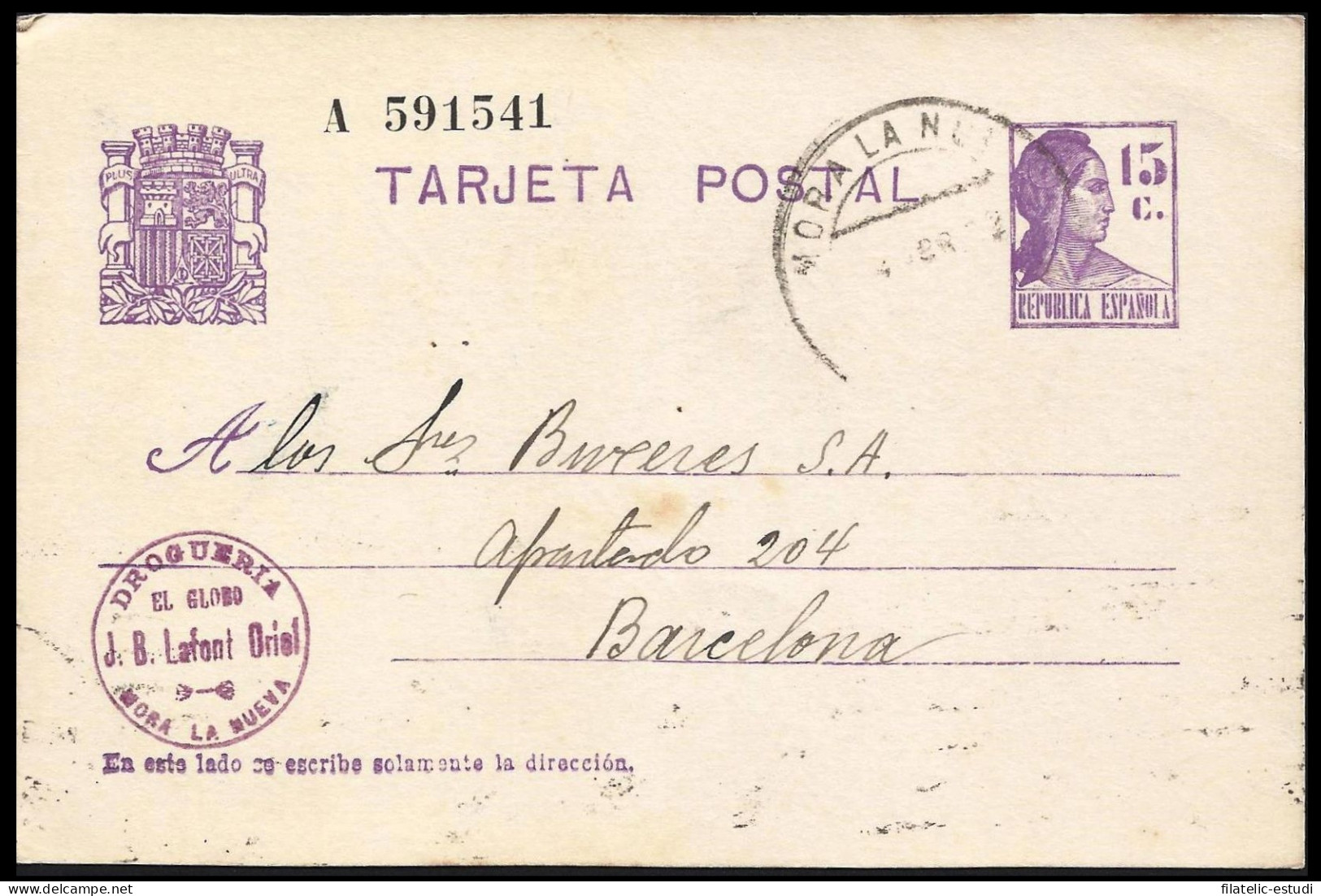 España Spain Entero Postal 69 Matrona 1932 Mora La Nueva - Altri & Non Classificati