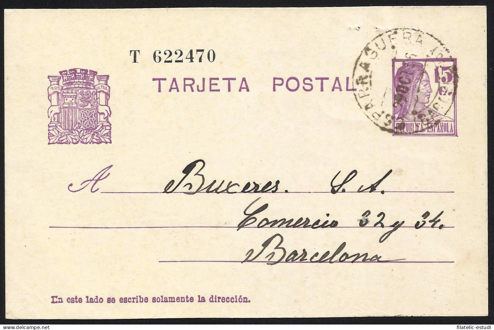 España Spain Entero Postal 69 Matrona 1936 Esparreguera - Altri & Non Classificati