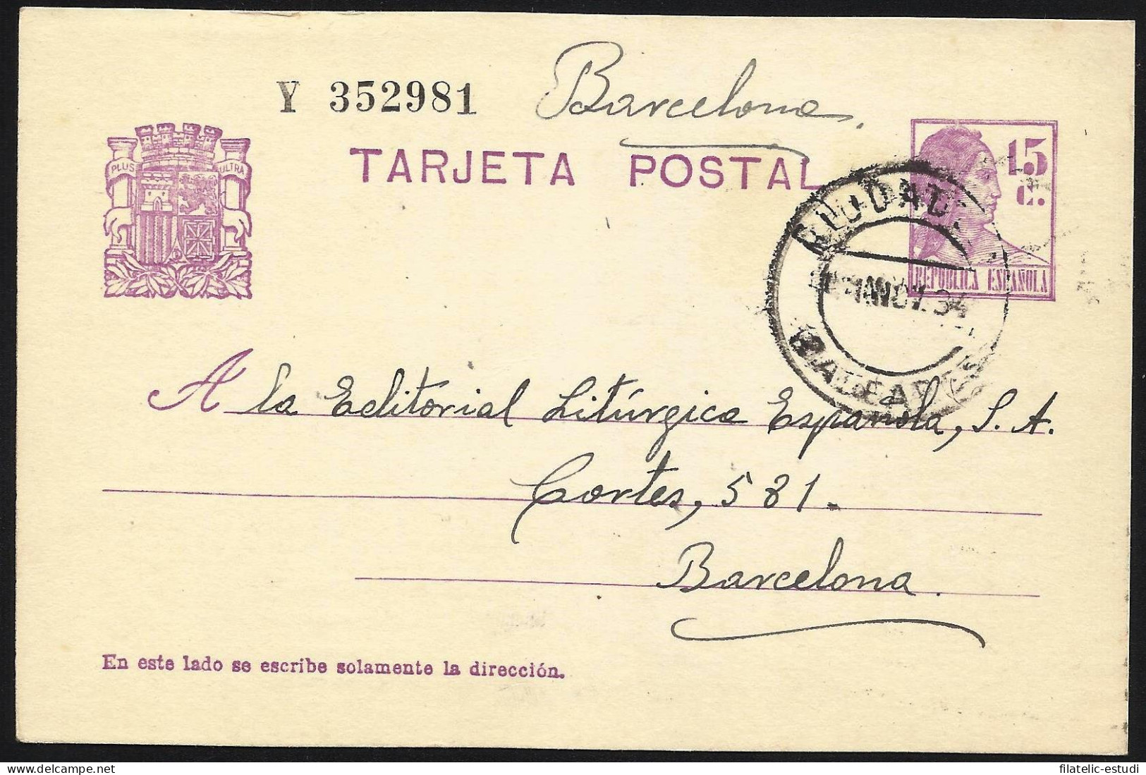 España Spain Entero Postal 50 Alfonso XIII 1925 Tudela - Autres & Non Classés