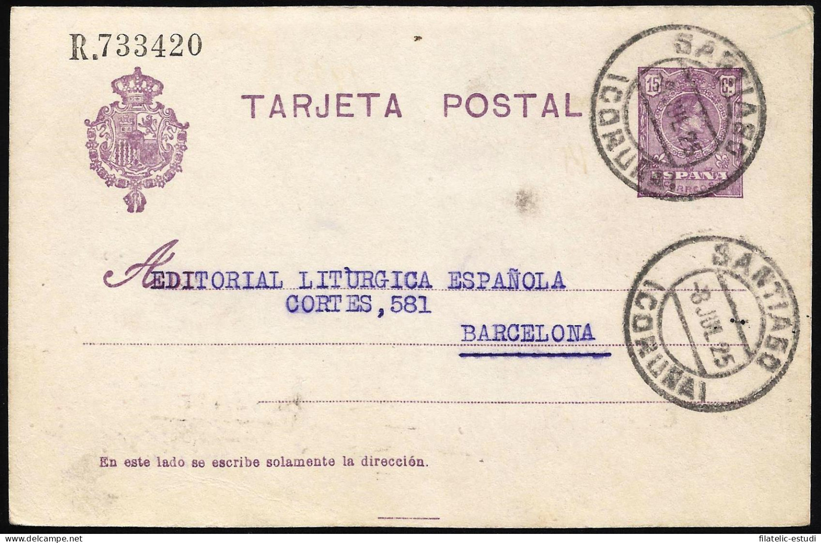 España Spain Entero Postal 50 Alfonso XIII 1925 Enguera - Other & Unclassified