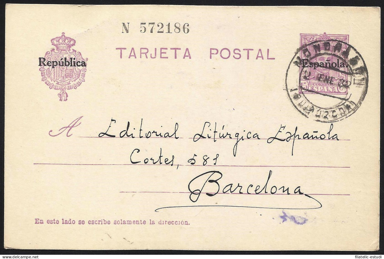 España Spain Entero Postal 61 Alfonso XIII 1932 Mondragón - Sonstige & Ohne Zuordnung