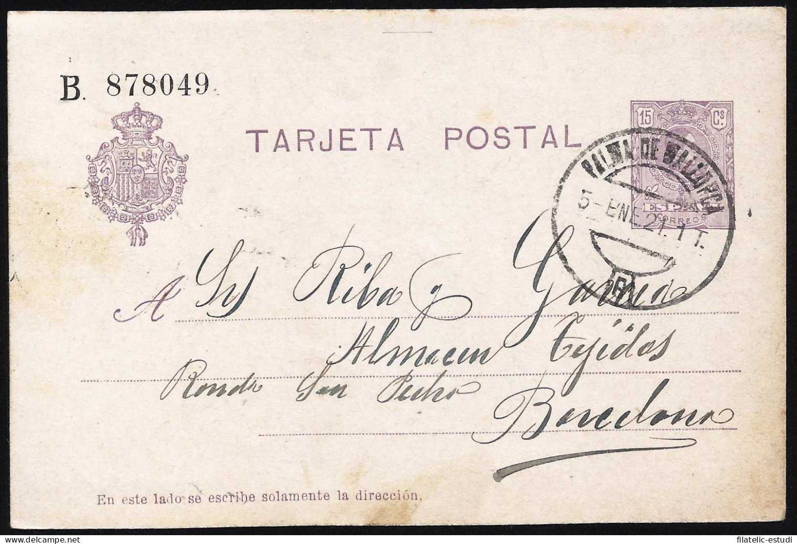 España Spain Entero Postal 50 Alfonso XIII 1921 Palma De Mallorca - Other & Unclassified