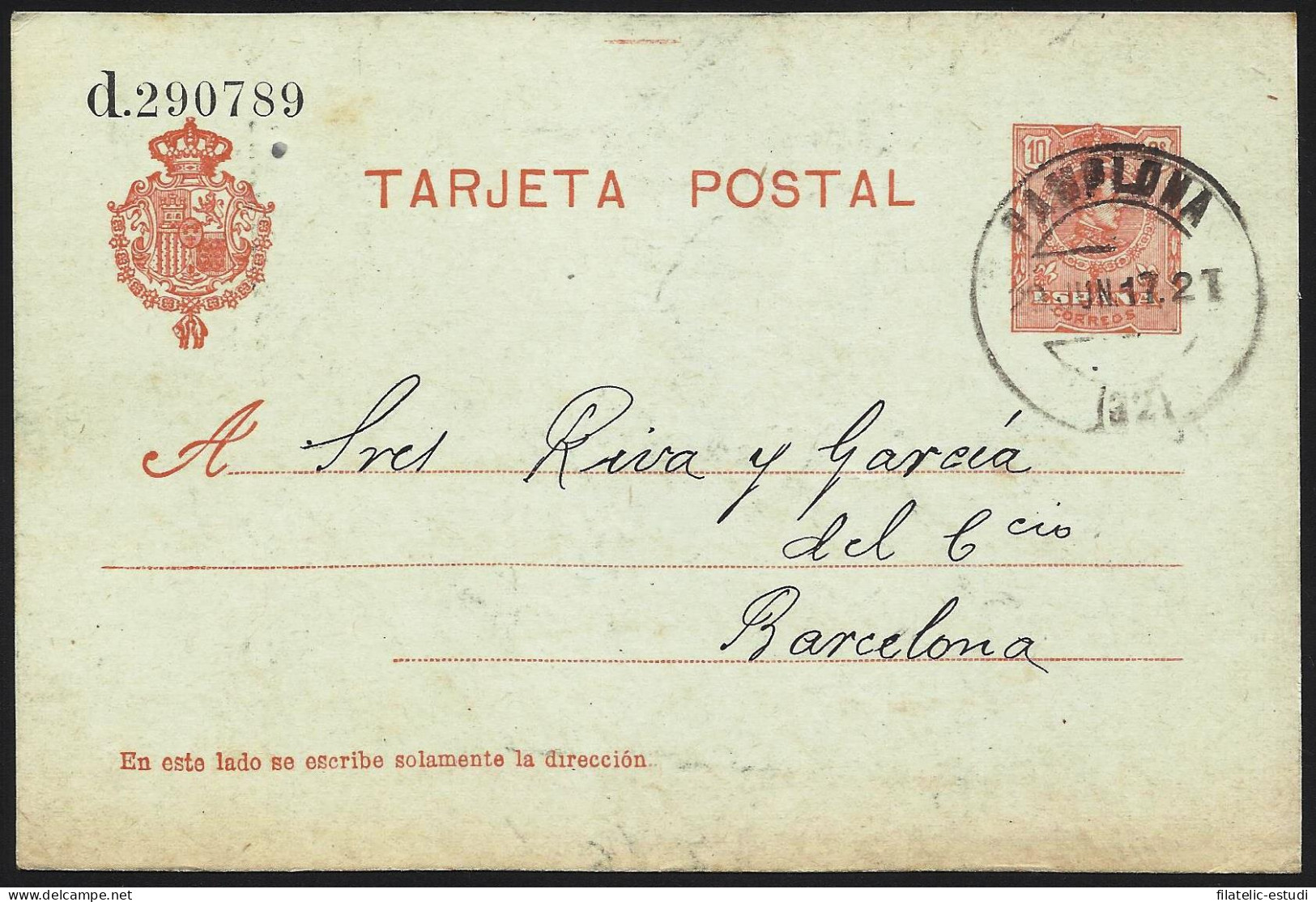 España Spain Entero Postal 49 Alfonso XIII 1917 Pamplona - Altri & Non Classificati