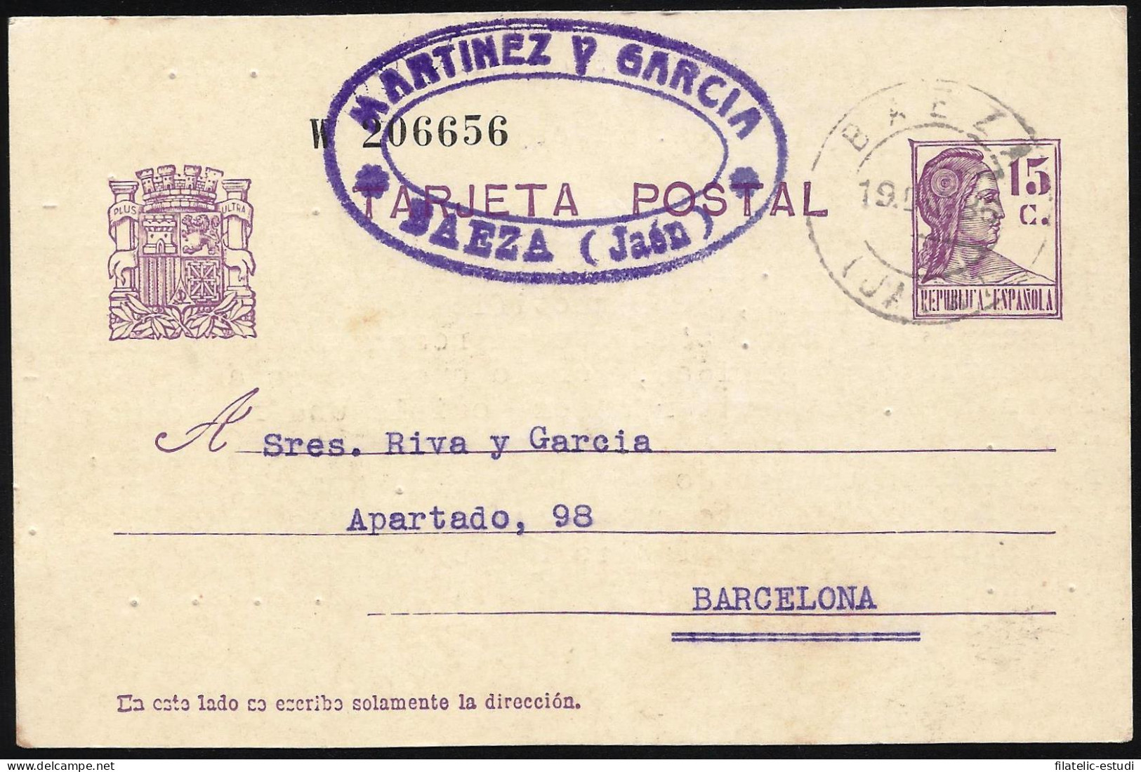 España Spain Entero Postal 69 Matrona 1936 Baeza - Altri & Non Classificati