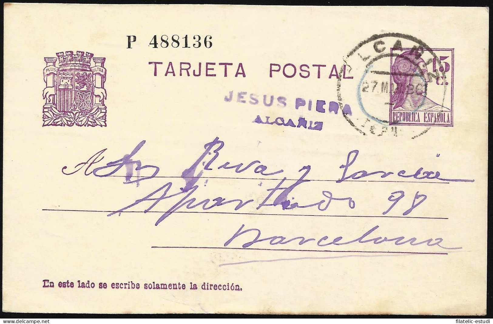 España Spain Entero Postal 69 Matrona 1932 Alcañiz - Otros & Sin Clasificación