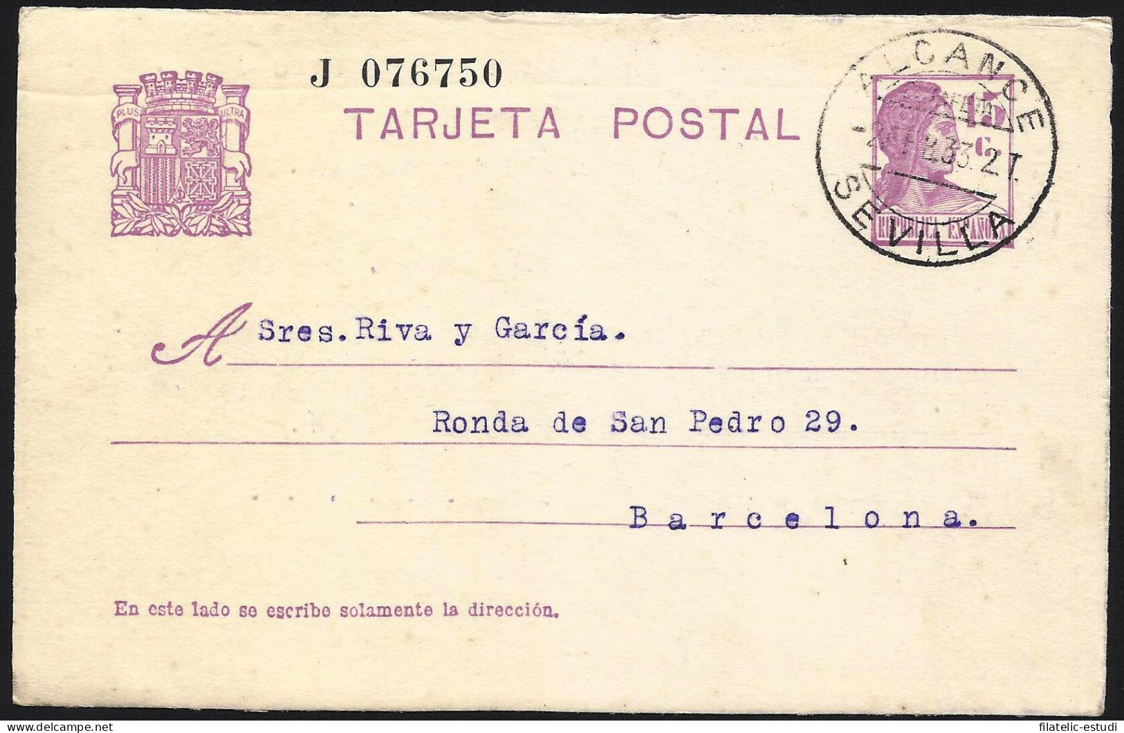 España Spain Entero Postal 69 Matrona 1933 Alcance - Other & Unclassified