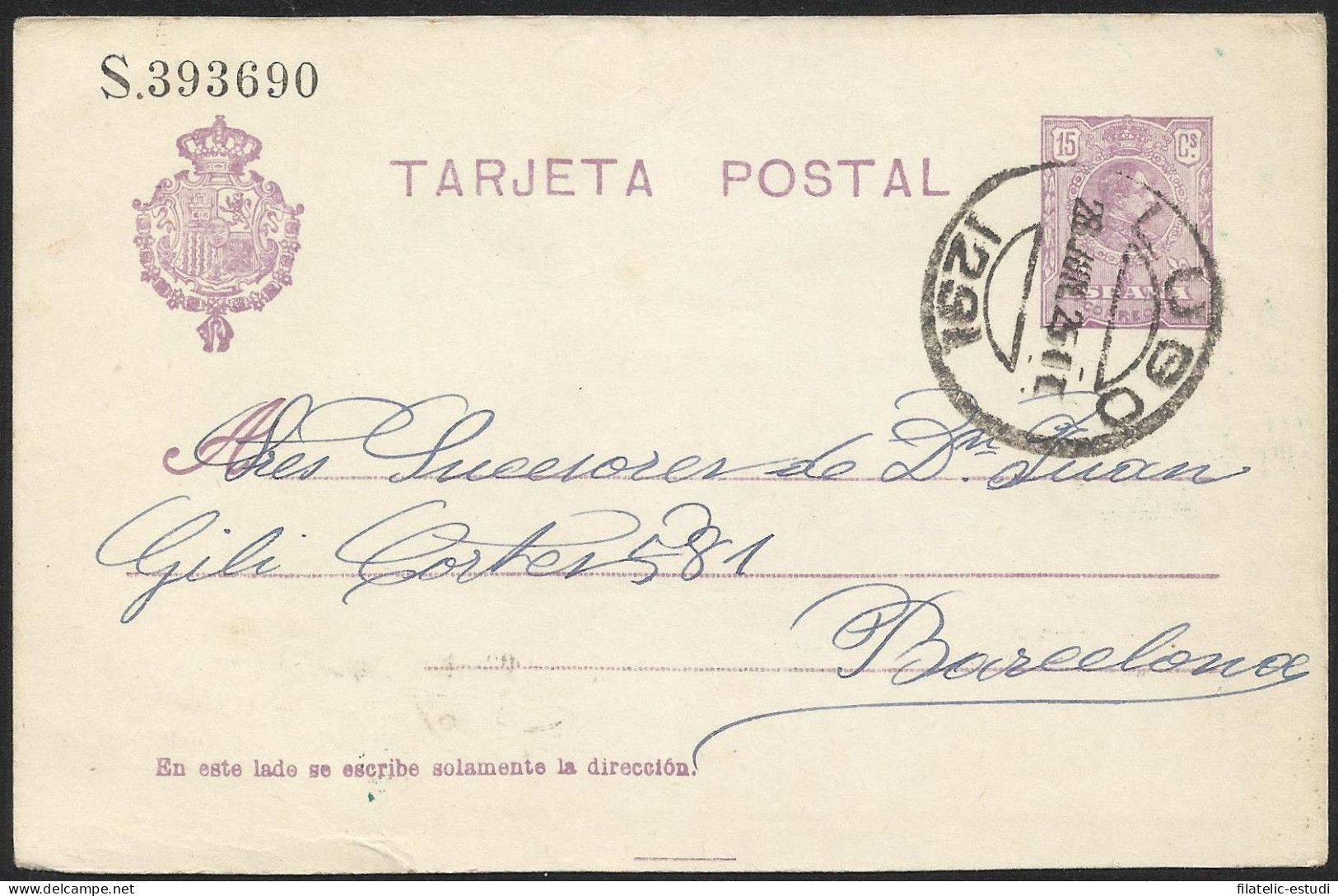 España Spain Entero Postal 50 Matasello 1925 Lugo - Sonstige & Ohne Zuordnung