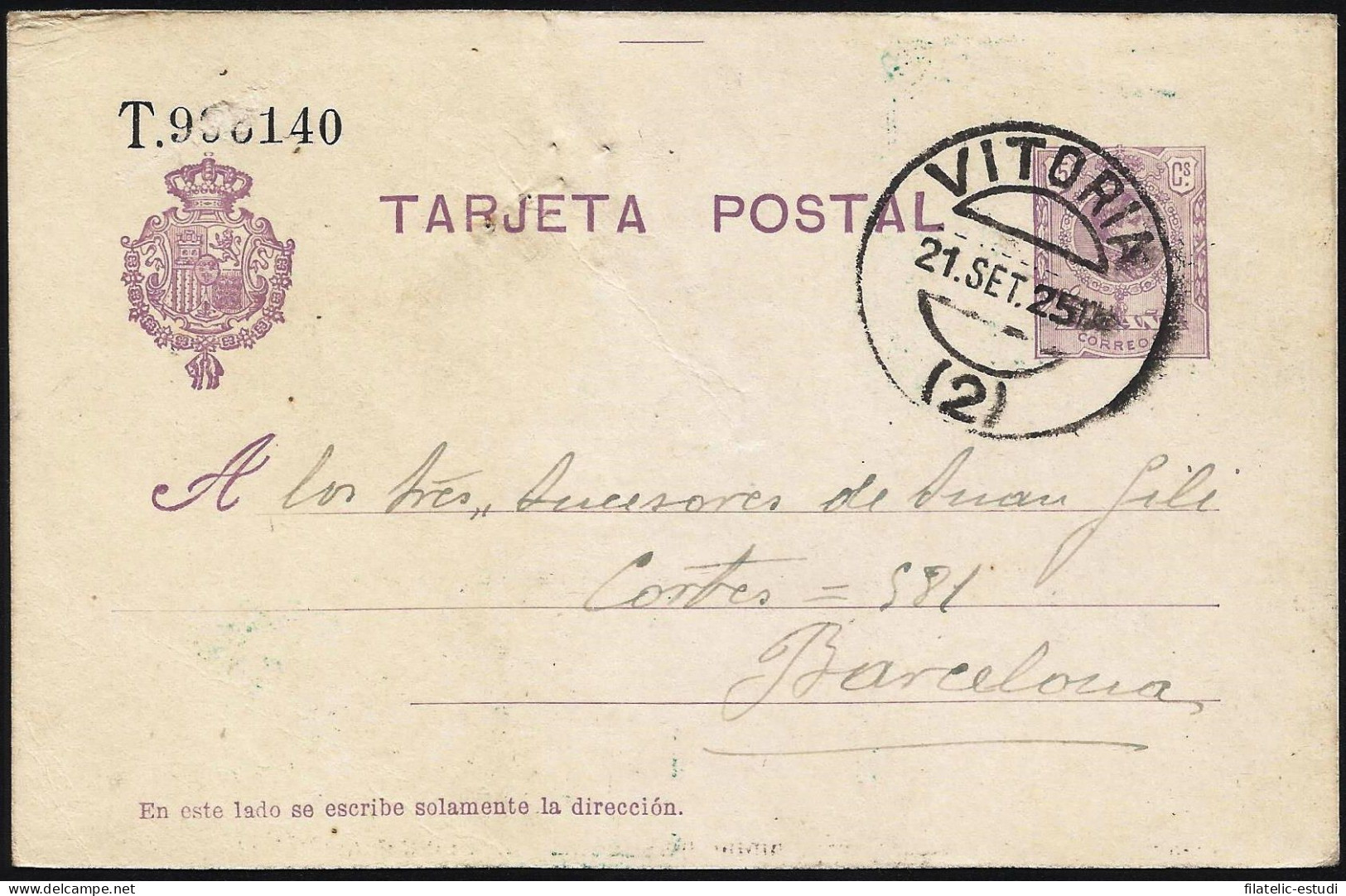 España Spain Entero Postal 50 Matasello 1925 Vitoria - Altri & Non Classificati