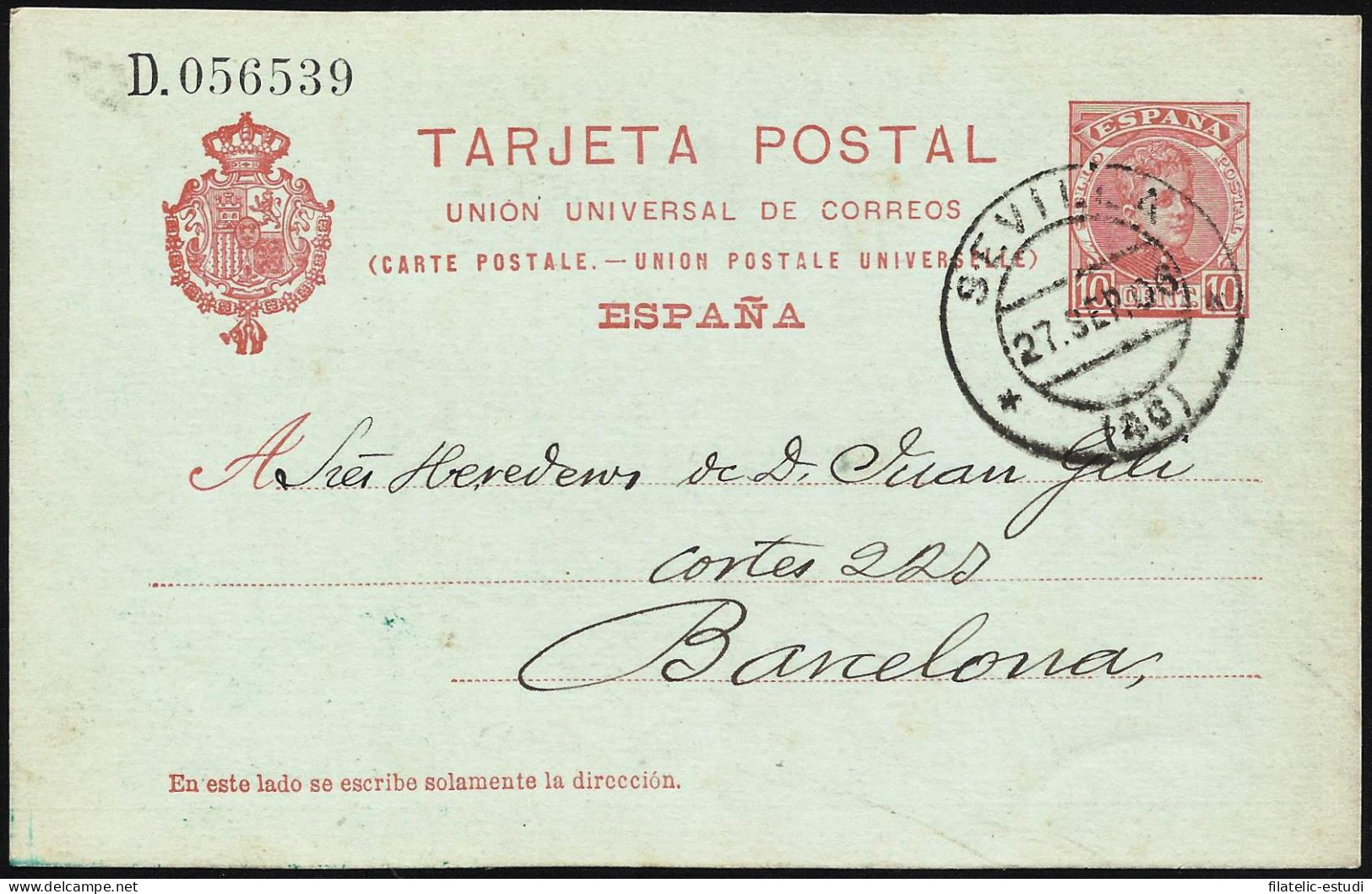 España Spain Entero Postal 47 Matasello 1906 Sevilla - Altri & Non Classificati