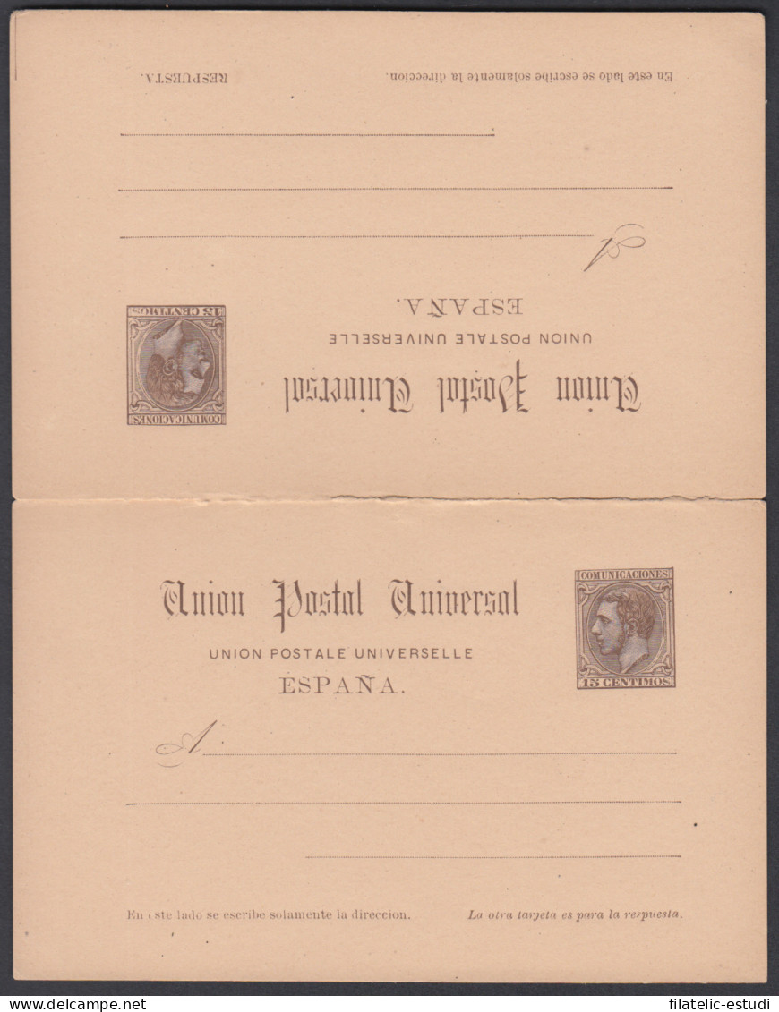 España Spain Entero Postal ( Tarjeta Postal ) 8 Doble 1884 Alfonso XII - Other & Unclassified