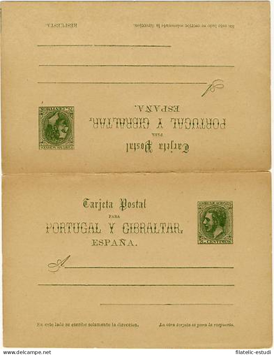 España Spain Entero Postal 14 Doble 1884 - Other & Unclassified