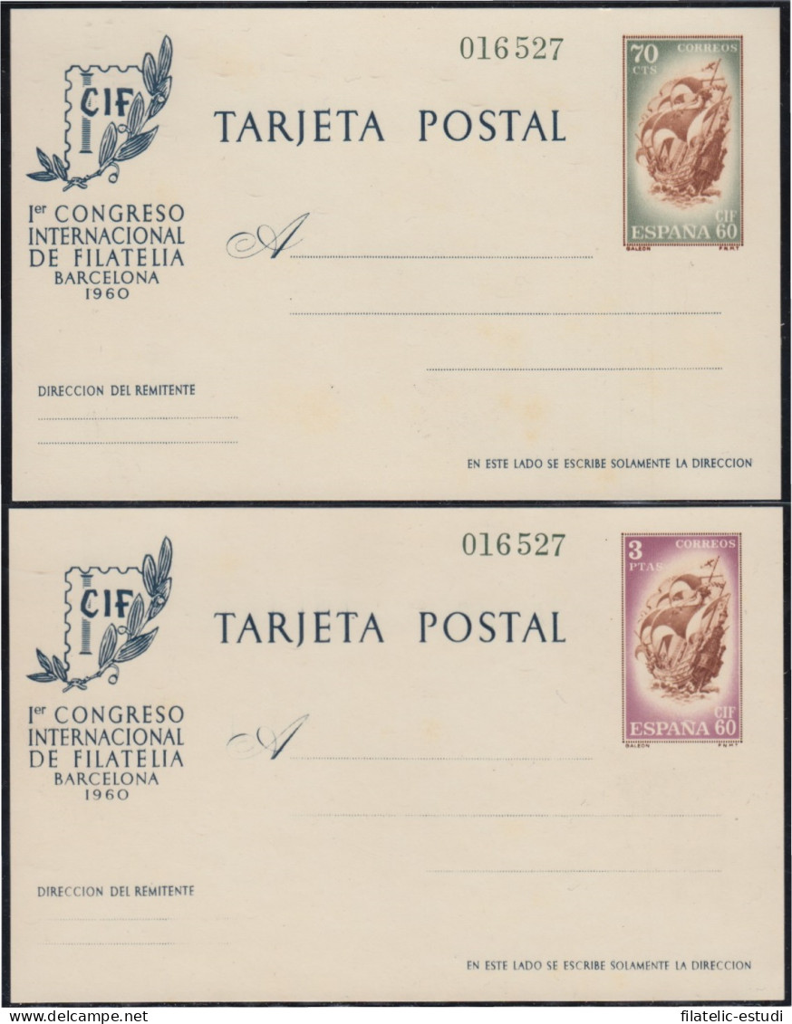 España Spain Entero Postal  88/89 CIF 1960 Mismo Número Barco Boat - Otros & Sin Clasificación