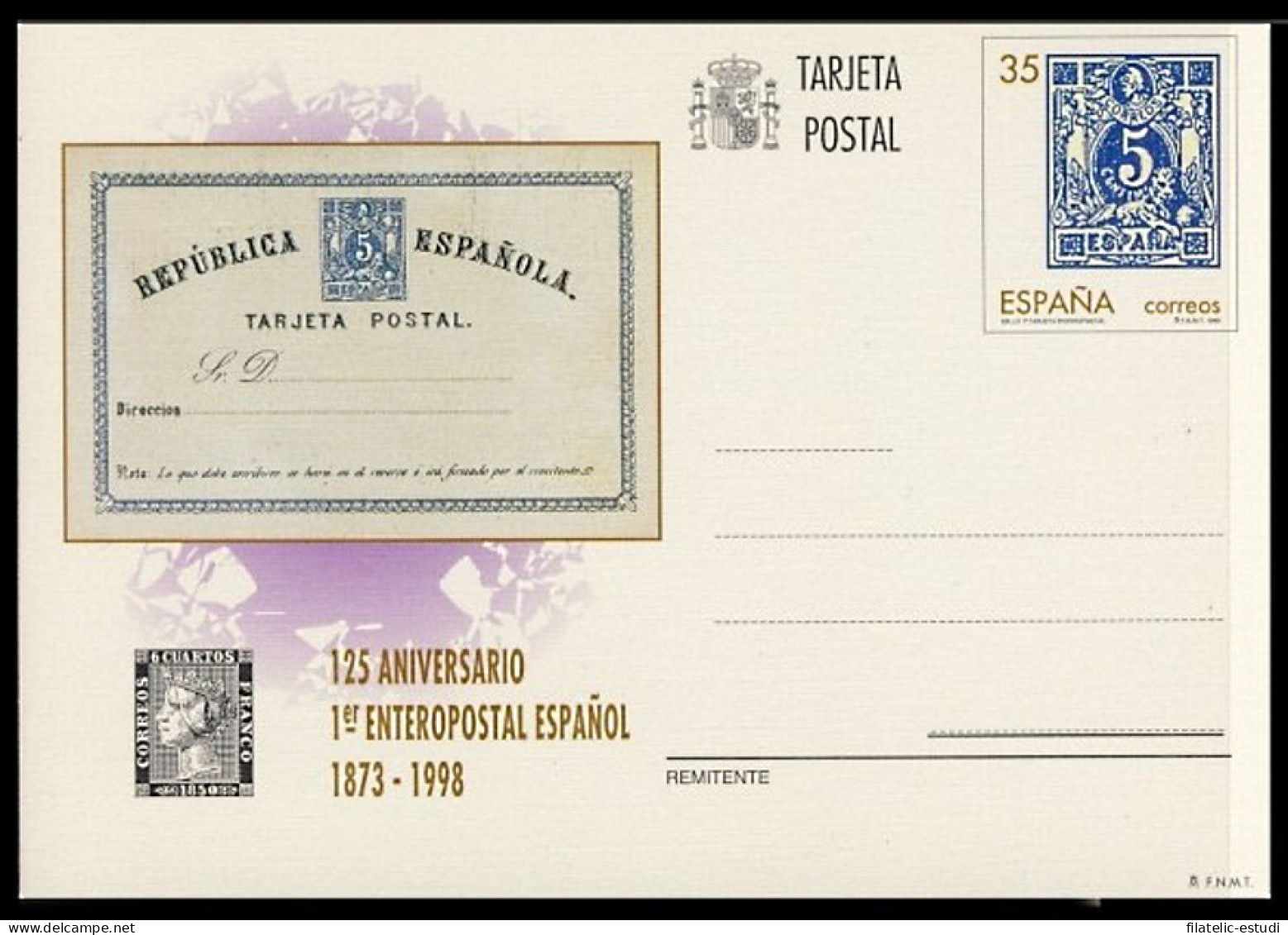 España Spain Entero Postal ( Tarjeta ) 167 1998 125 Aniversario Primera Tarjet - Other & Unclassified