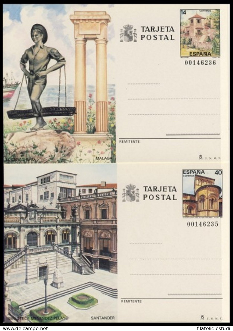 España Spain Entero Postal ( Tarjeta ) 143/44 1987 Turismo Málaga Santander - Other & Unclassified