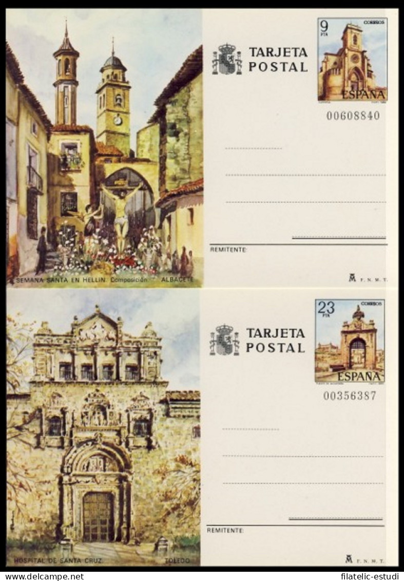 España Spain Entero Postal ( Tarjeta ) 127/28 Turismo 1982 Albacete Toledo - Sonstige & Ohne Zuordnung