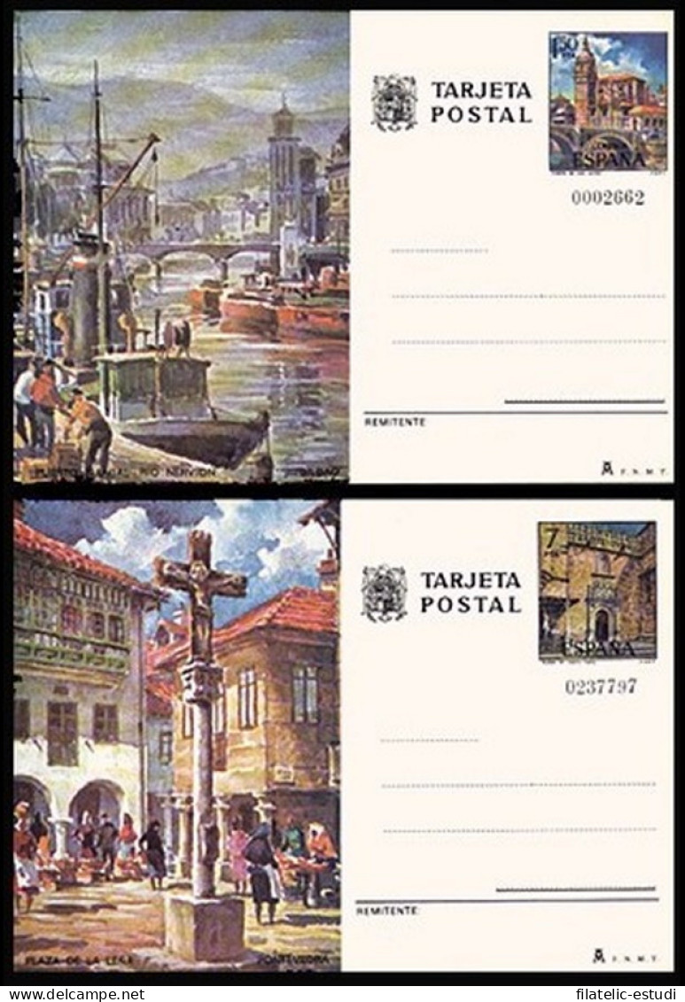 España Spain Entero Postal ( Tarjeta ) 113/14 1976 Turismo Bilbao Pontevedra - Sonstige & Ohne Zuordnung