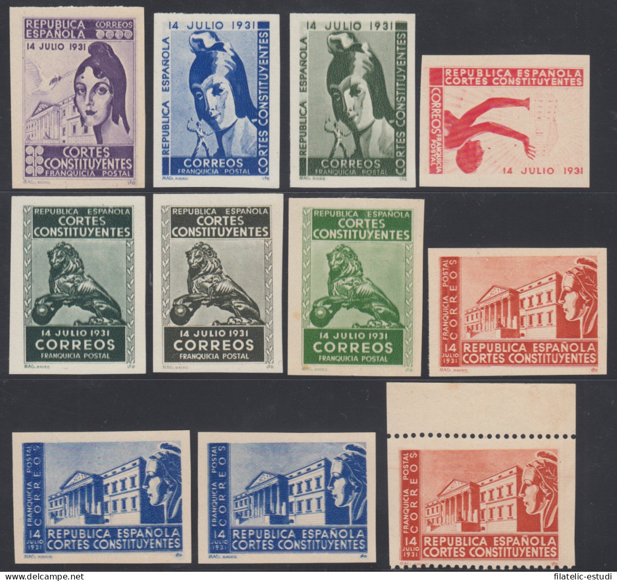 España Franquicias Variedad 19/22 Pruebas De Color 1931 Cortes Constituyentes - Franchigia Postale