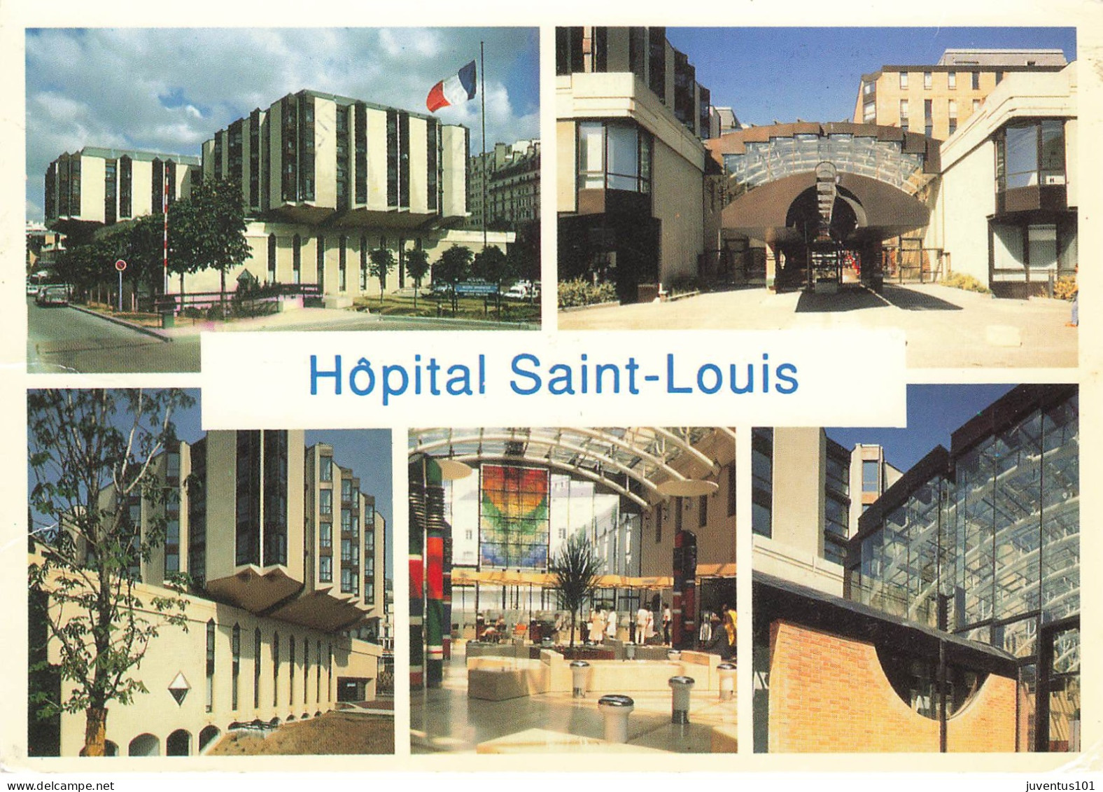 CPSM Paris-Hôpital Saint Louis-Multivues-RARE-Timbre   L2703 - Santé, Hôpitaux