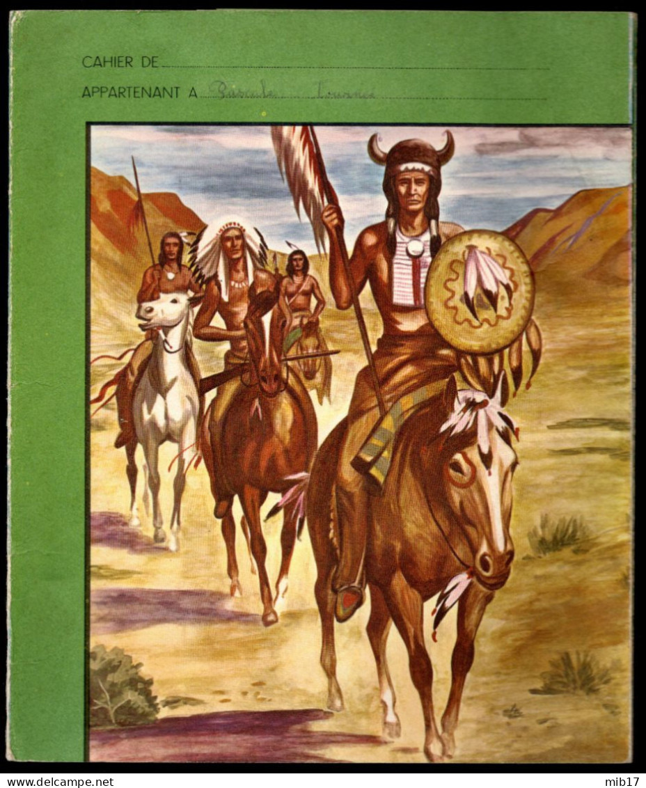 Protège Cahier Indiens Sur Chevaux Avec Code De La Route, Tables De Multiplication Et D'addition Et Emploi Du Temps - Protège-cahiers