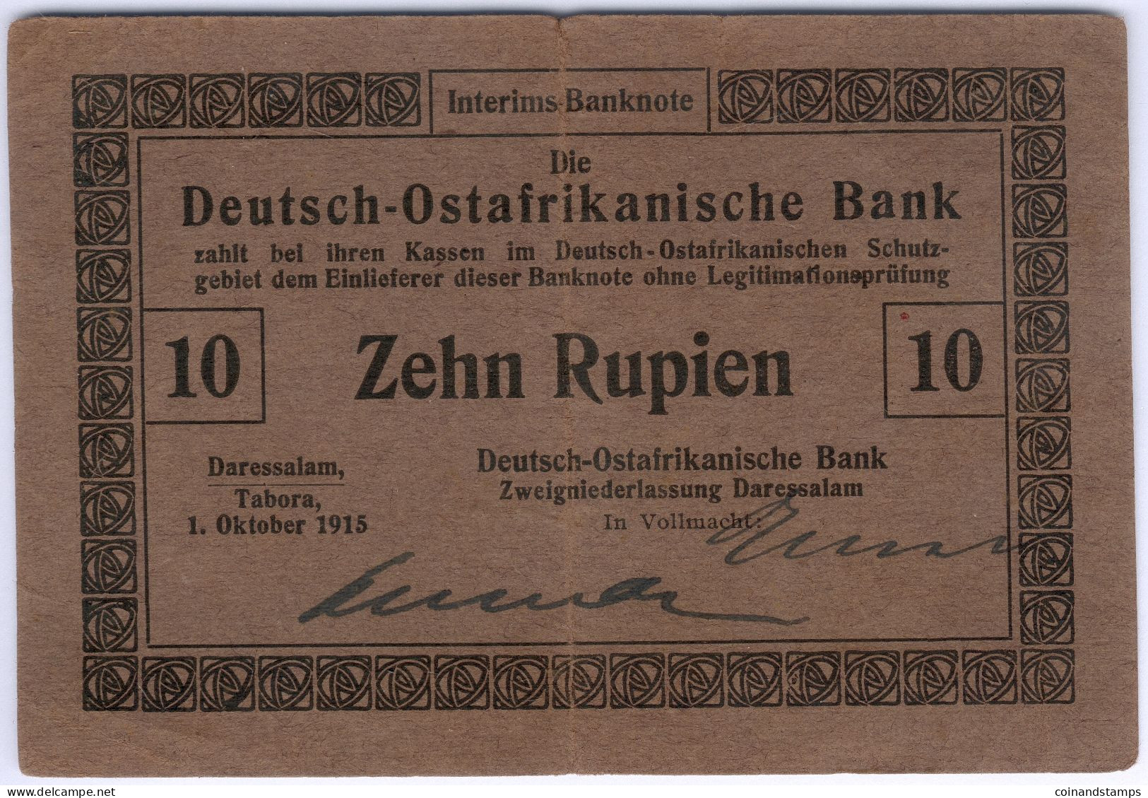 German East Africa 10 Rupien 1915 KM#38 RARITÄT, II- - Deutsch-Ostafrika