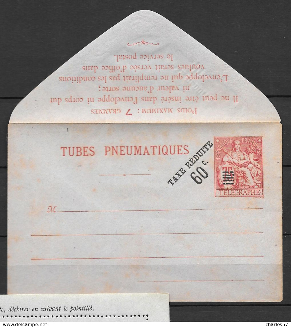 / Chaplain: Tubes Pneumatiques Taxe Réduite 60c.s.75c - Pneumatische Post