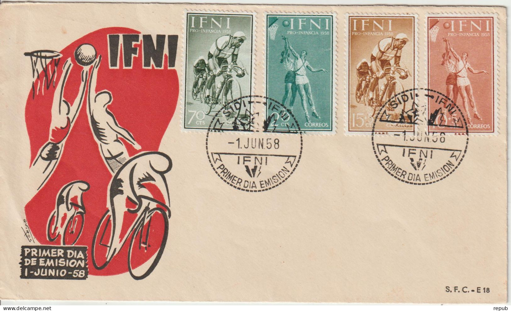 Ifni FDC 1958 Sports 119-122 - Ifni