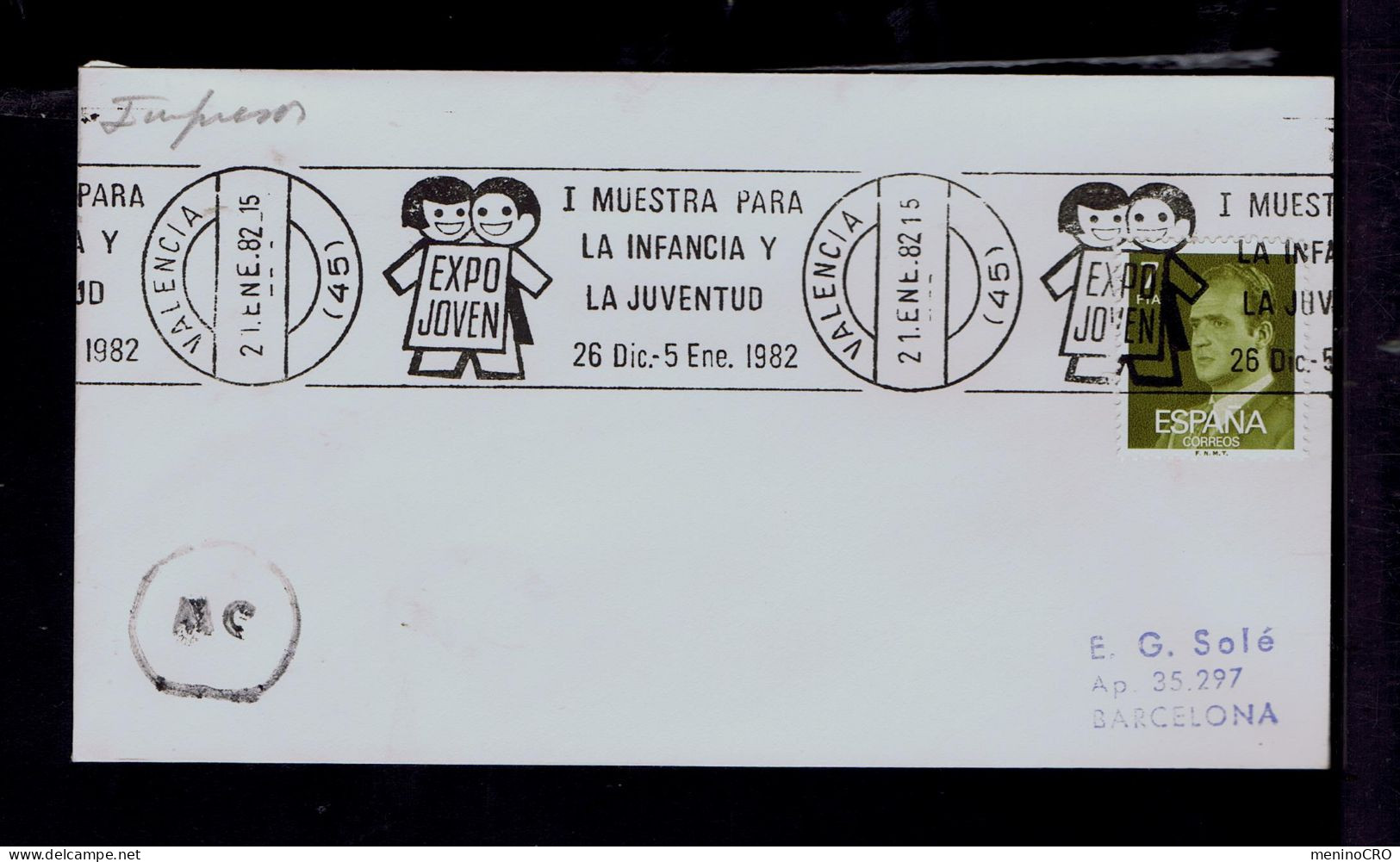 Gc8393 SPAIN Expo Younth Enfance Younth Slogan Pmk Mailed - Fairy Tales, Popular Stories & Legends
