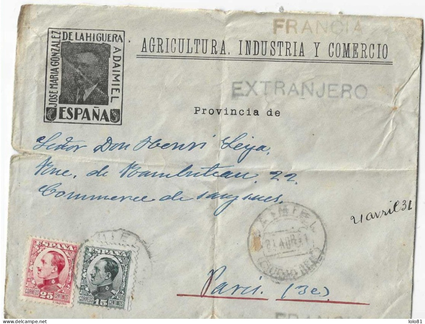 Espagne Lettre 21 Avril 1931 - Autres & Non Classés