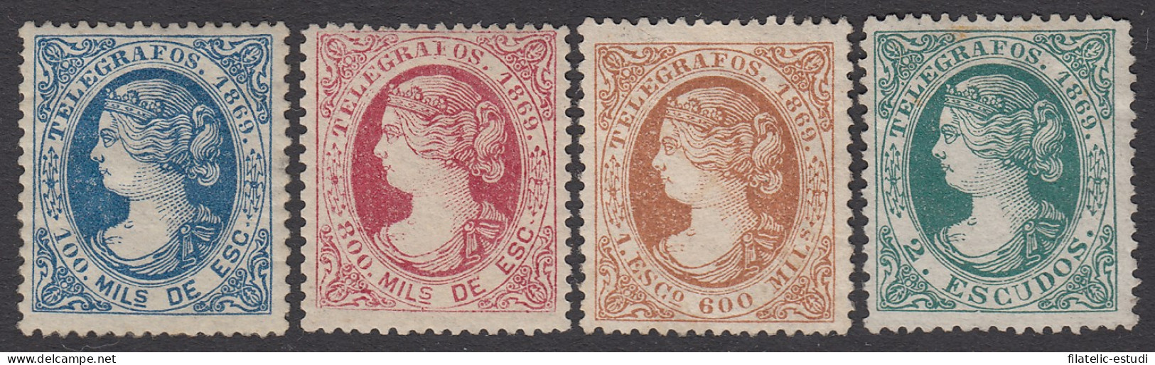 España Spain Telégrafos 26/29 1869 Isabel II  MH - Post-fiscaal