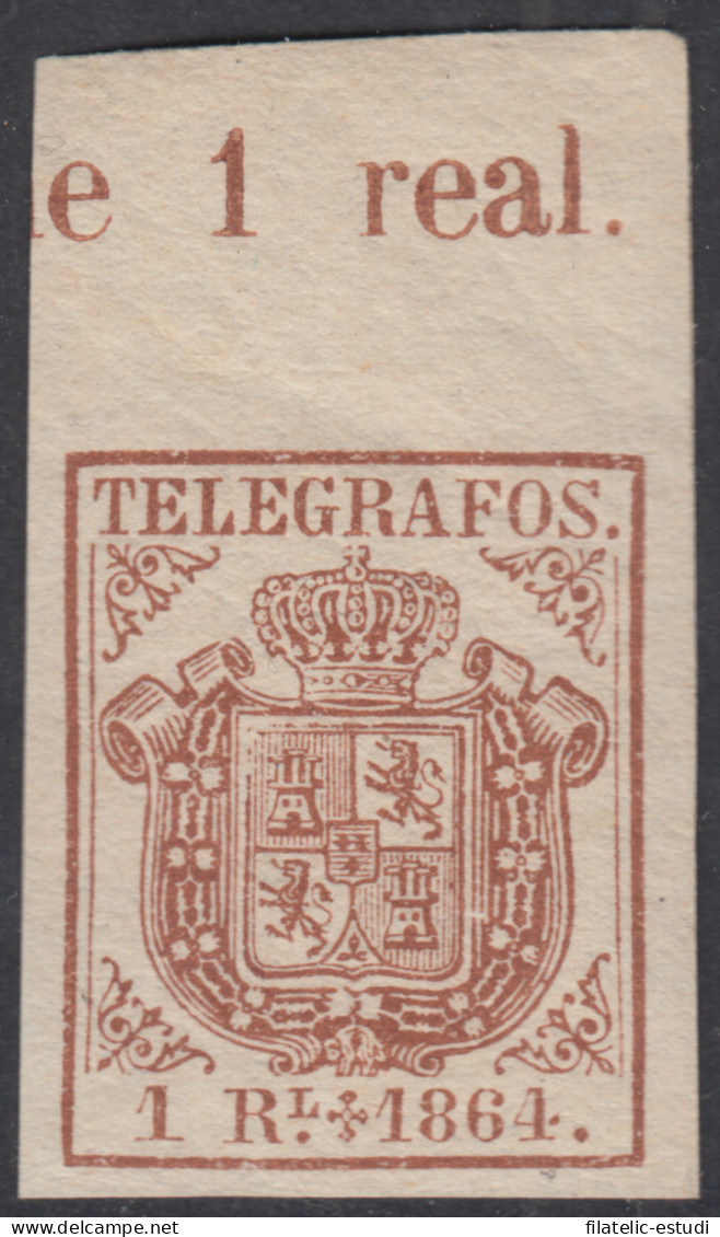 España Spain Telégrafos 1 1864 Escudo Coat Of Spain  MNH - Post-fiscaal