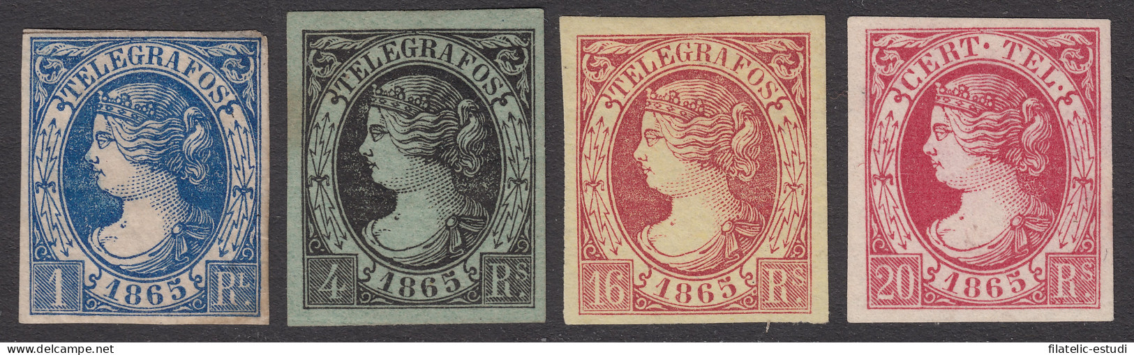 España Spain Telégrafos 5/8 1865 Isabel II  MH - Post-fiscaal