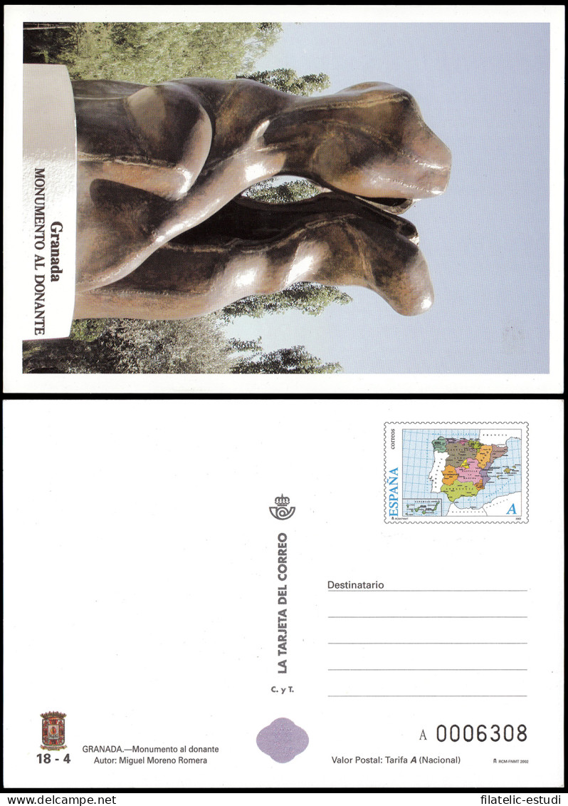 España Tarjetas Del Correo Y De Iniciativa Privada 81 2002 Monumento Al Donant - Briefe U. Dokumente