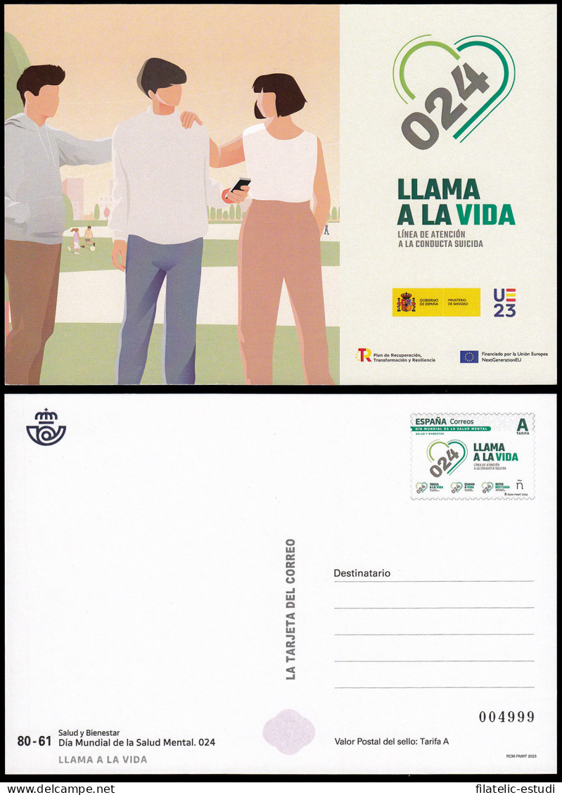 España Tarjetas Del Correo Y De Iniciativa Privada 183 2023 Salud Y Bienestar  - Covers & Documents