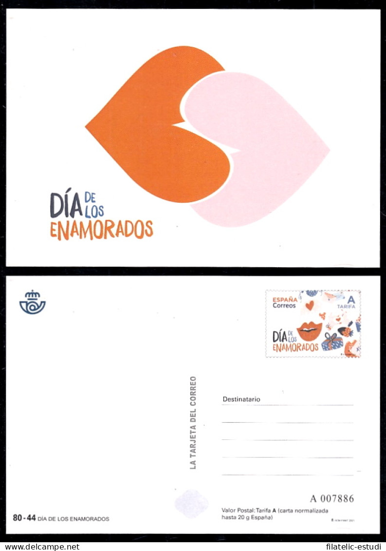 España Tarjetas Del Correo Y De Iniciativa Privada 154 2021 Día De Los Enamora - Storia Postale