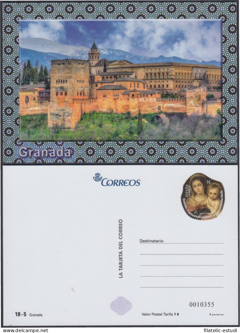 España Tarjetas Del Correo Y De Iniciativa Privada 128 2017 Granada - Cartas & Documentos