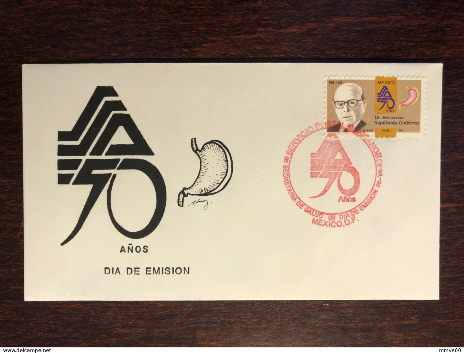 MEXICO FDC COVER 1993 YEAR DOCTOR GUTIERREZ GASTROENTEROLOGY  HEALTH MEDICINE STAMPS - Mexico