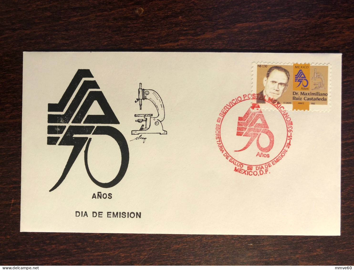 MEXICO FDC COVER 1993 YEAR DOCTOR CASTANEDA HISTOLOGY HEALTH MEDICINE STAMPS - Mexico