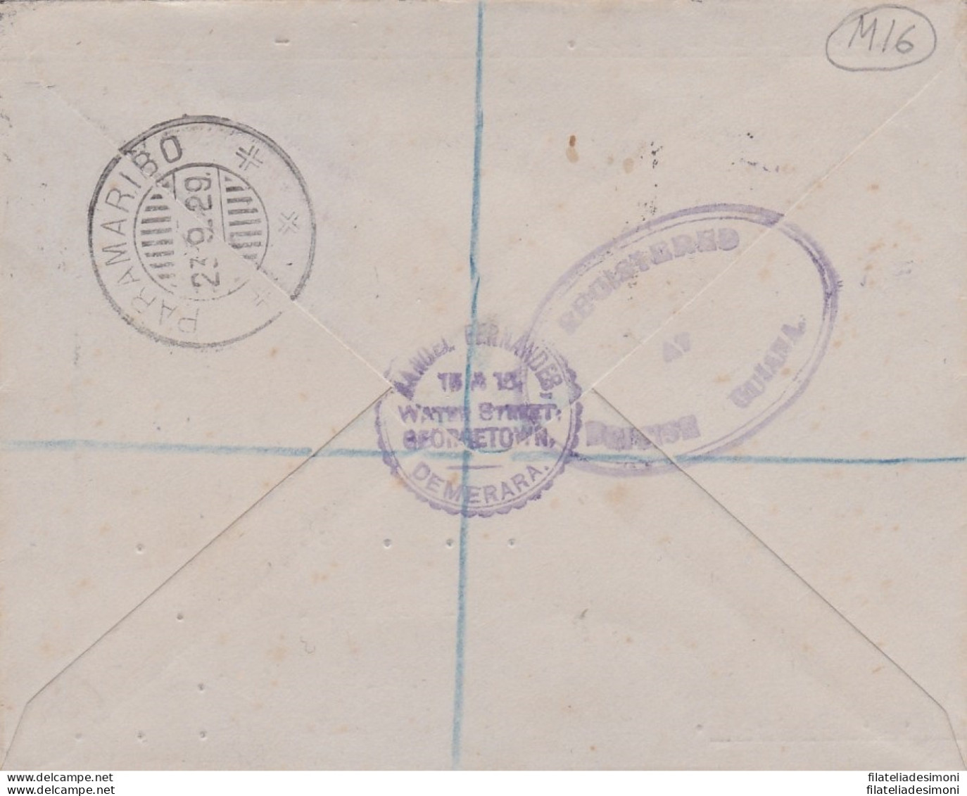 1929 BRITISH GUYANA/GUYANA BRITANNICA, First Flight To PARAMARIBO (CURACAO) SCAR - Other & Unclassified