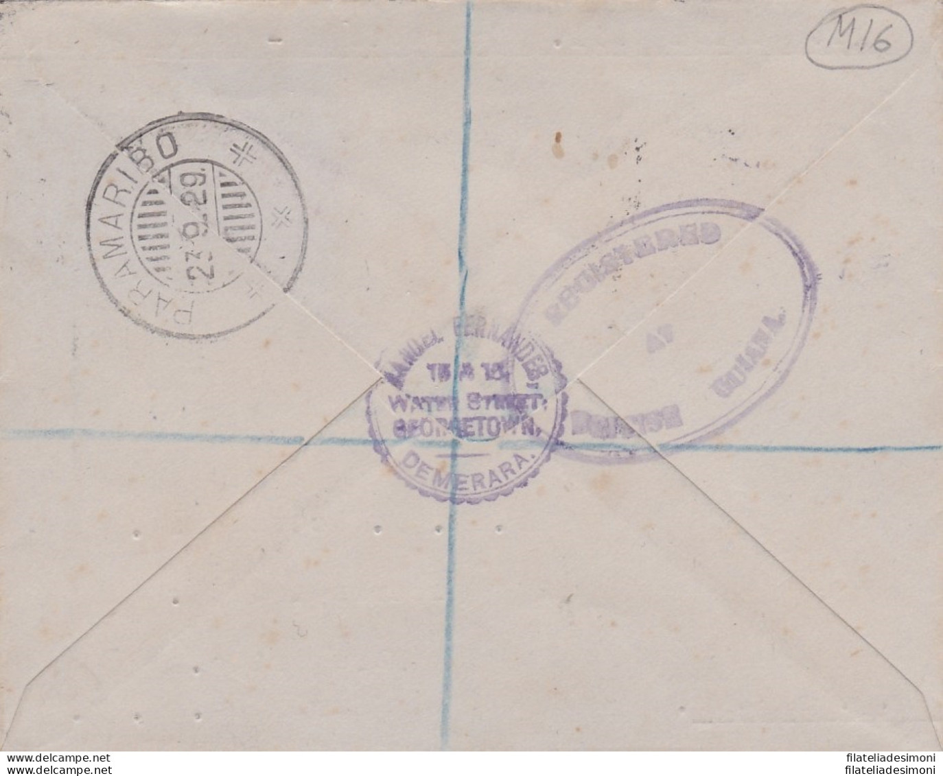 1929 BRITISH GUYANA/GUYANA BRITANNICA, First Flight To PARAMARIBO (CURACAO) SCAR - Altri & Non Classificati