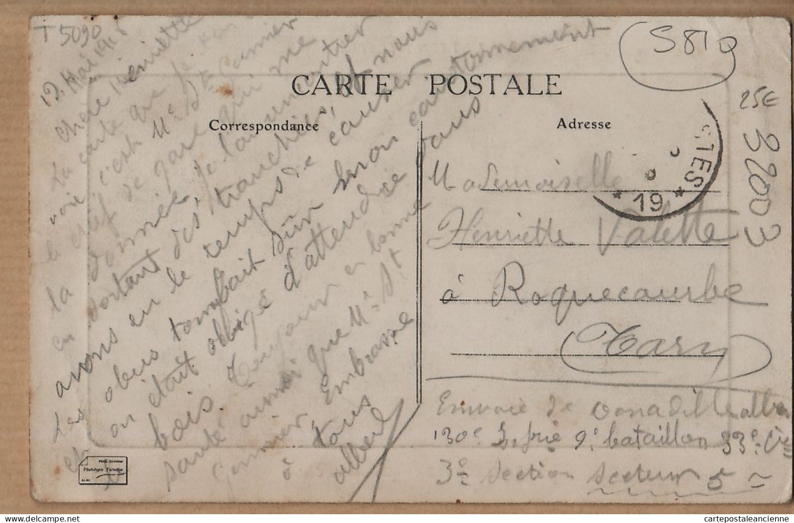 17701 / ⭐ ◉ Lisez 12-05-1918 Obus Tranchée Poilu WW1 DONADILLE 130e Inf à Henriette VALETTE ROQUECOURBE Avenue CASTRES  - Roquecourbe