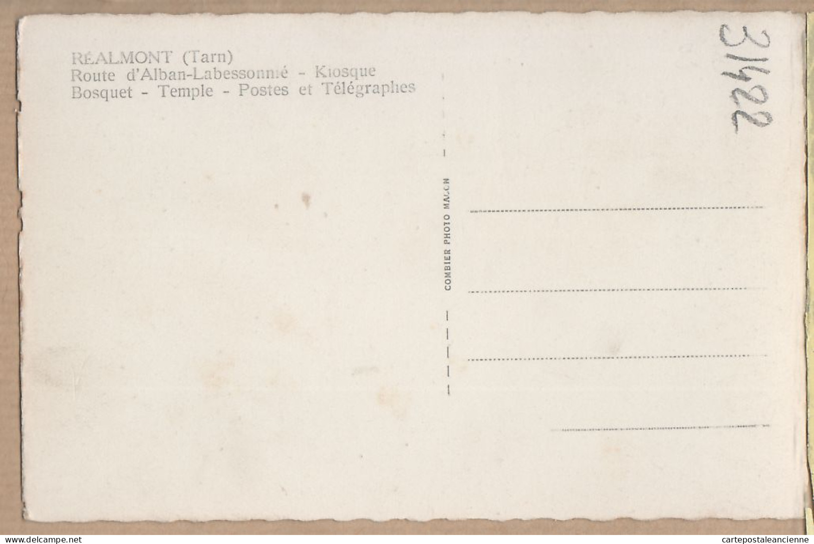 17718 / Peu Commun REALMONT Tarn Postes-Télégraphes Temple Kiosque Bosquet Route ALBAN-LABESSONNIE 1950s - Realmont