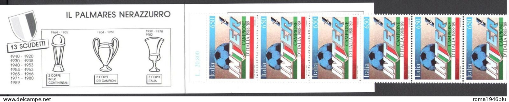 ITALIA REPUBBLICA 1988 INTER CAMPIONE D'ITALIA LIBRETTO UFFICIALE ** MNH - 1981-90:  Nuevos