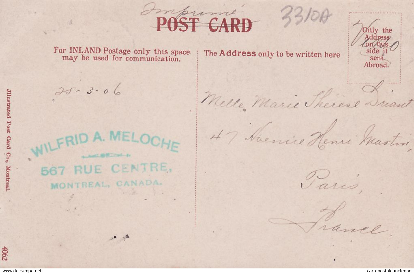 2309 / ⭐ SACKVILLE Nouveau-Brunswick Ladies College 1906 To Wilfrid MILOCHE Pubished Jllustrated Montreal Canada  - Otros & Sin Clasificación