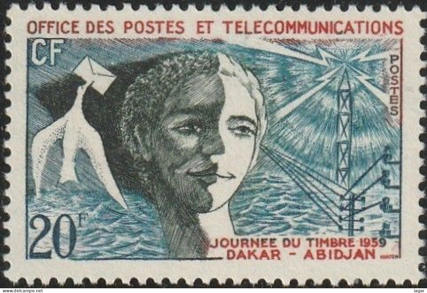 THEMATIC STAMP DAY:  DAKAR-ABIDJAN.  ALLEGORIES AND SYMBOLS  -  AFRIQUE OCCIDENTALE  FR. - Tag Der Briefmarke