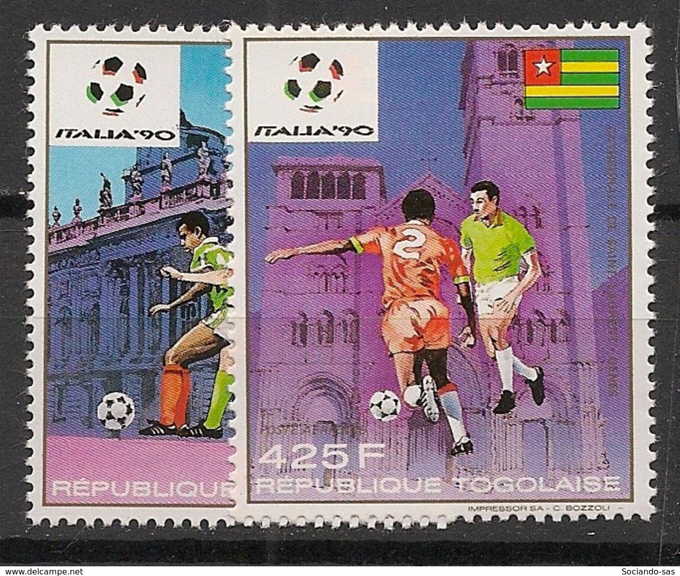 TOGO - 1989 - Poste Aérienne PA N°YT. 659 à 660 - Football World Cup Italia 90 - Neuf Luxe ** / MNH / Postfrisch - 1990 – Italien