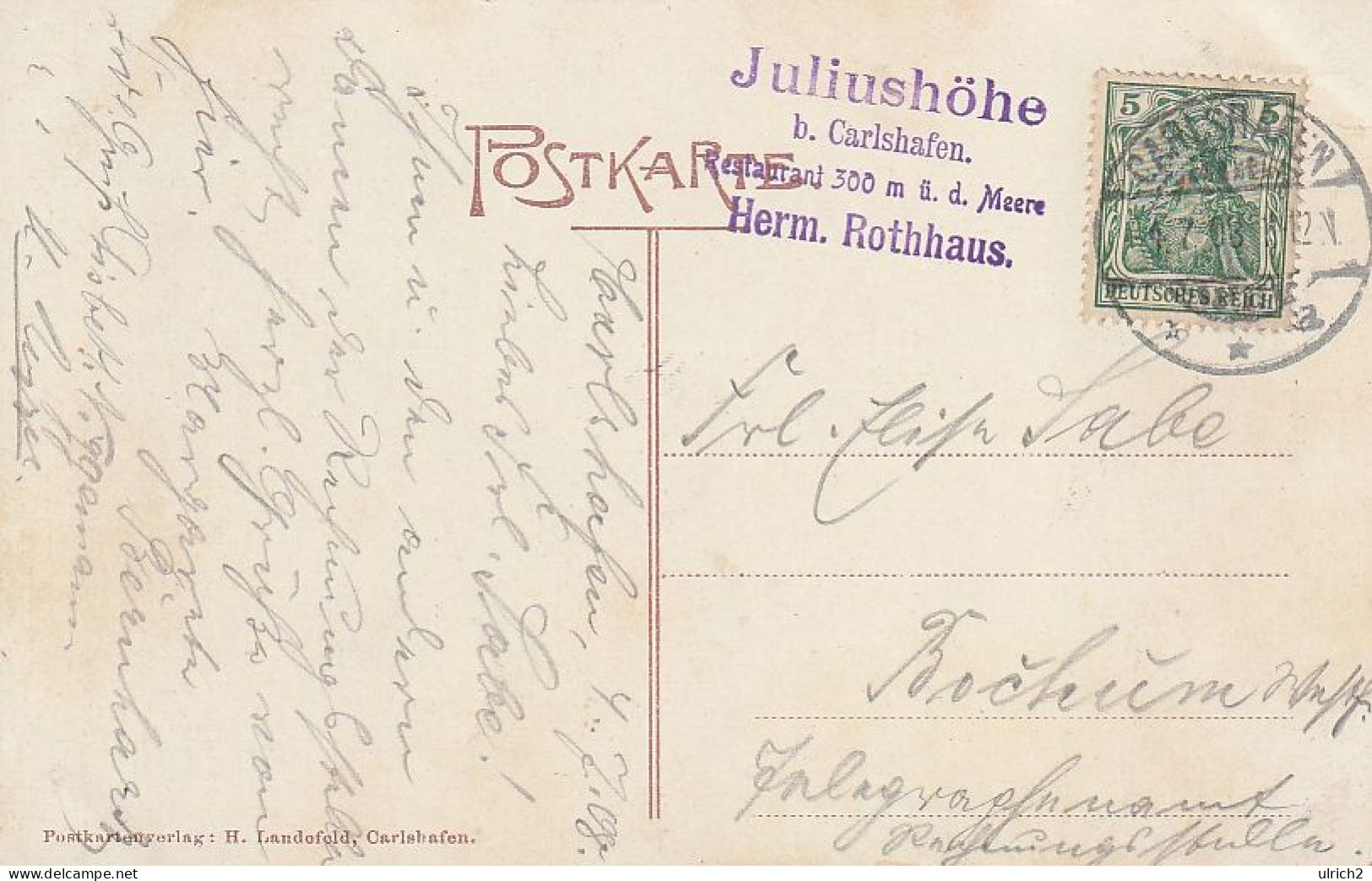 AK Carlshafen - Sängerklippe - Wesertal - Stempel Juliushöhe - 1908 (67971) - Bad Karlshafen